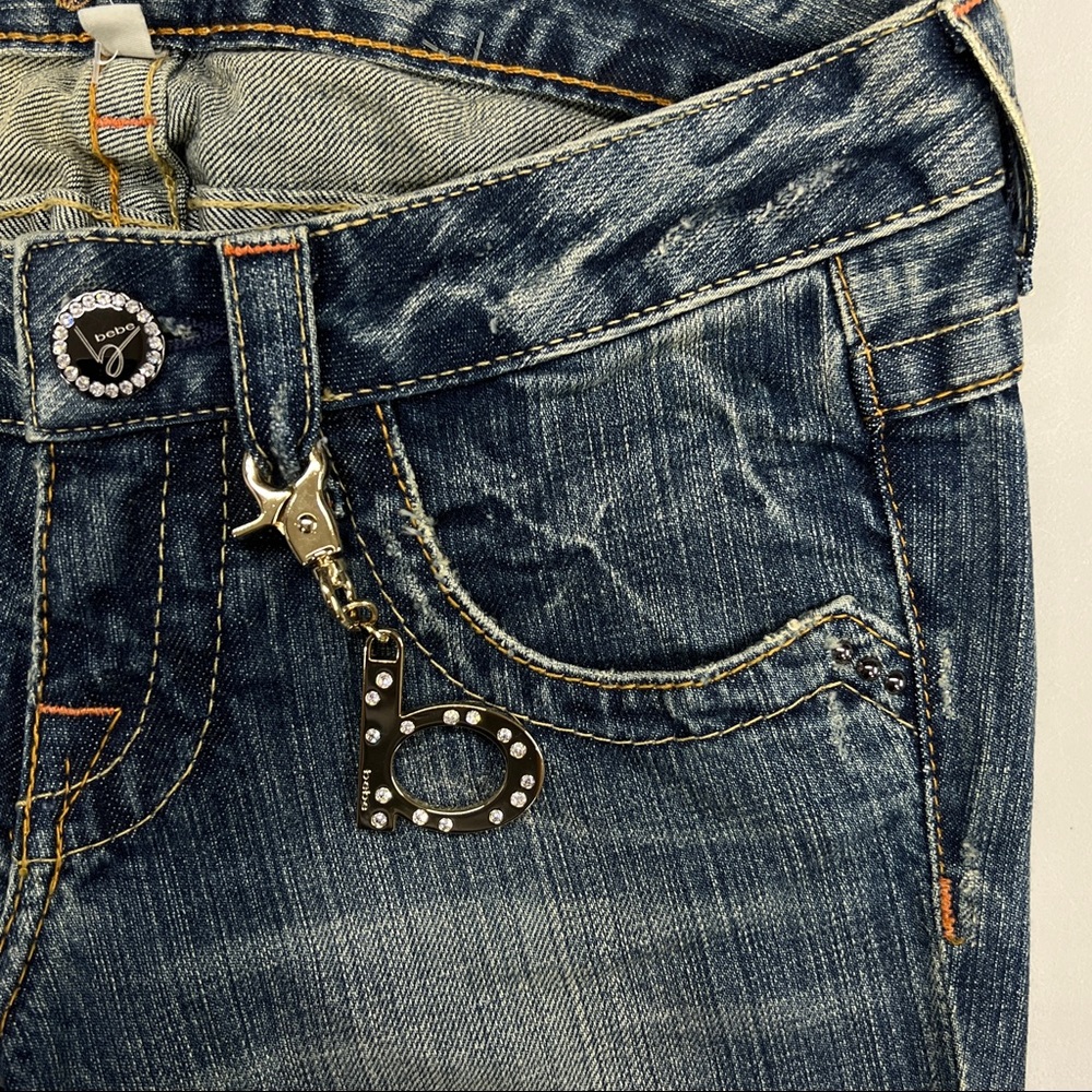 Vintage Bebe Kayla Distressed Flare Leg Chainmail Jean - Picture 8 of 16